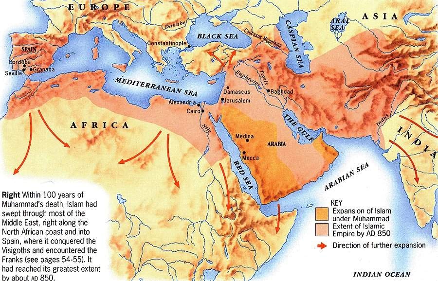 Map of the Spread of Islam in the Middle East