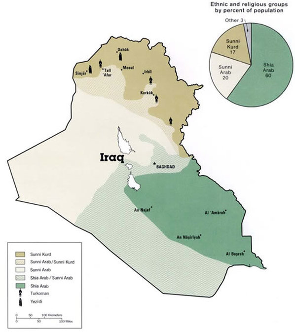 Map of Religions in Iraq